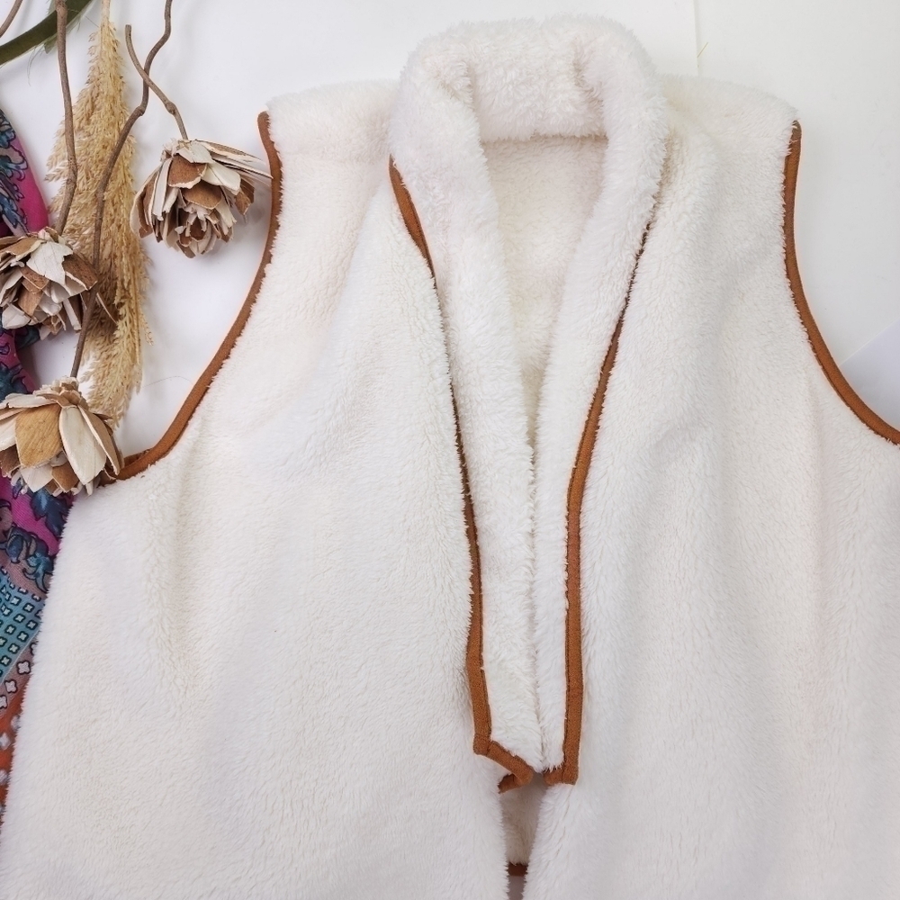 New Song n Spirit Cream Poly Fleece Vest Sz L - Picture 4 of 11
